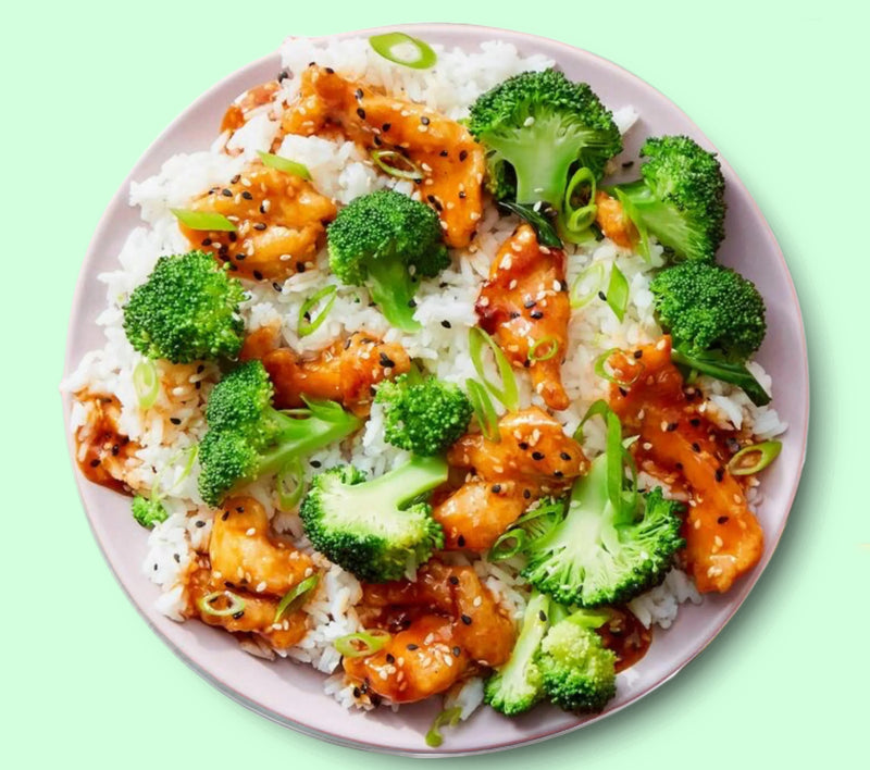 #14 Skinny Orange Chicken with White Rice and Broccoli