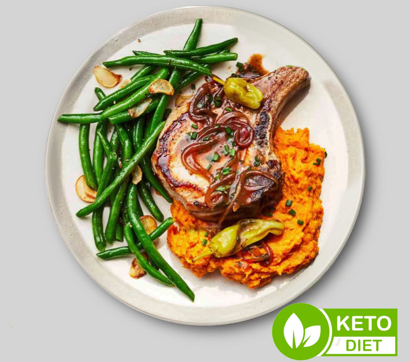 #73 Pork Chops with Carrot Puree & Green Beans- keto