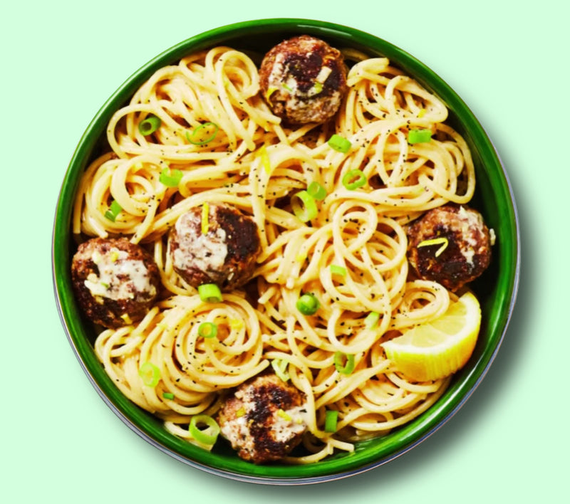 #81 Spaghetti Alfredo with Chicken Meatballs