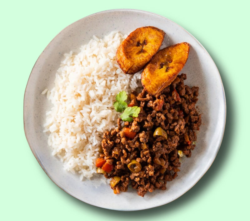 #73 Ground Pork with White Rice and Sweet Plantain