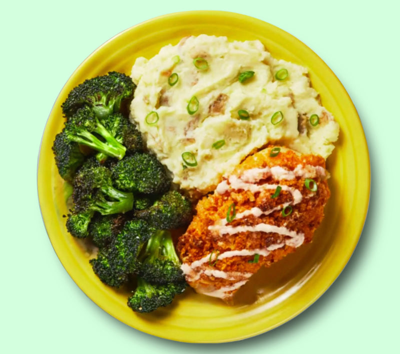 #92 Breaded Chicken Breast with Mashed Potatoes & Broccoli