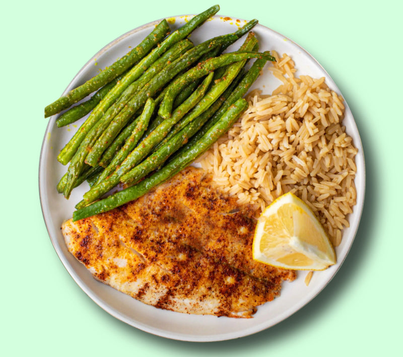 #48 Tilapia Fillet with Brown Rice and Green Beans