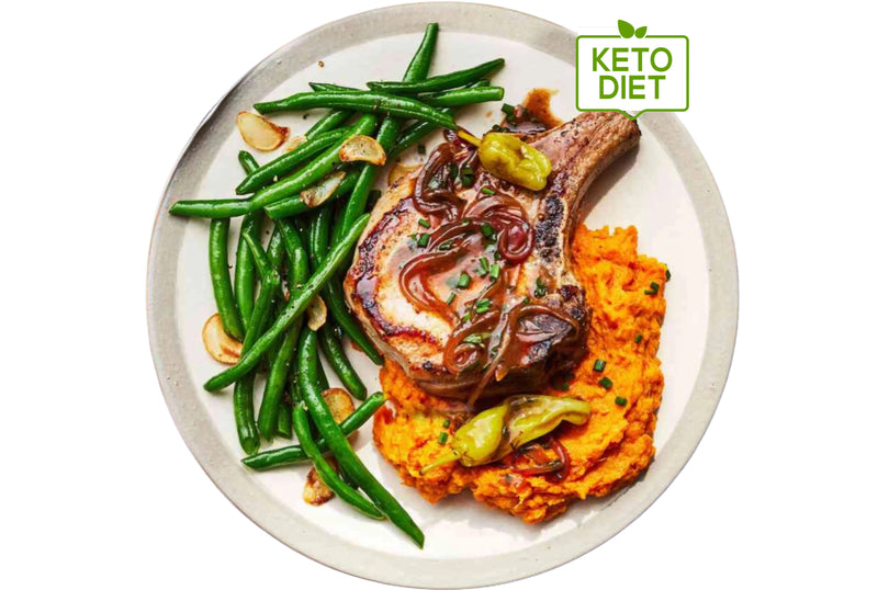 660 Pork Chops with Carrot Puree & Green Beans- keto