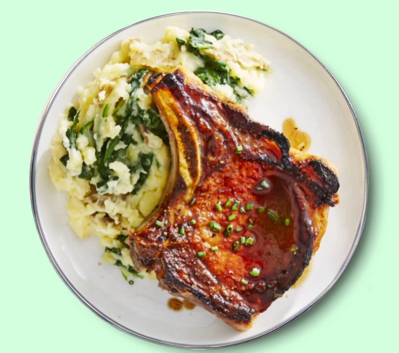 #84 Pork Chops with Spinach Mashed Potatoes