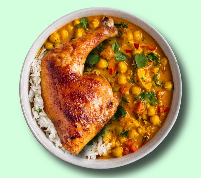 #23 Chicken Quarter with White Rice & Chickpeas