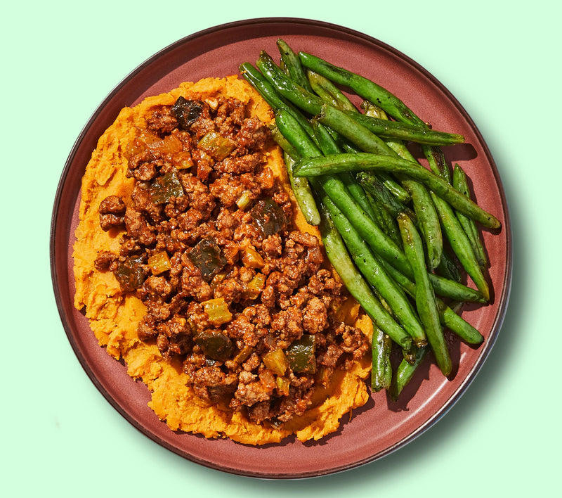 #81 Ground Pork with Mashed Sweet Potatoes & Green Beans