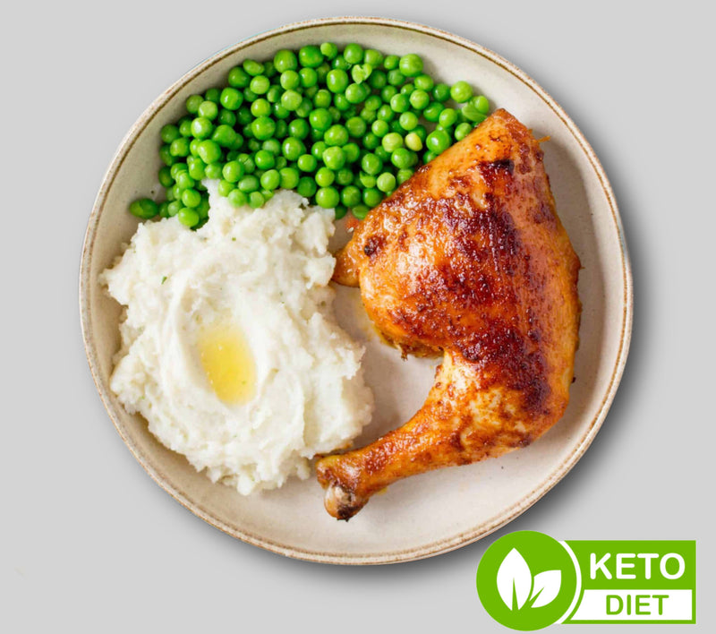 #55 Chicken Quarter with Mashed Cauliflower and Green Peas - Keto