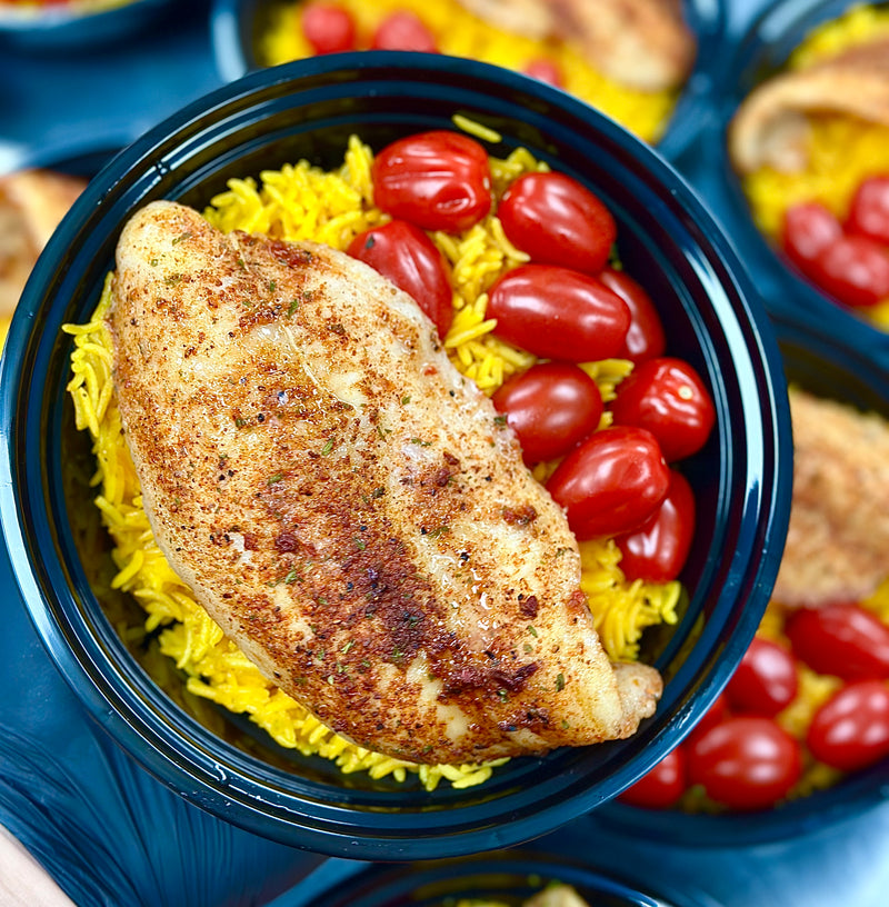 #77 Swai Fillet with Yellow Rice and Tomatoes