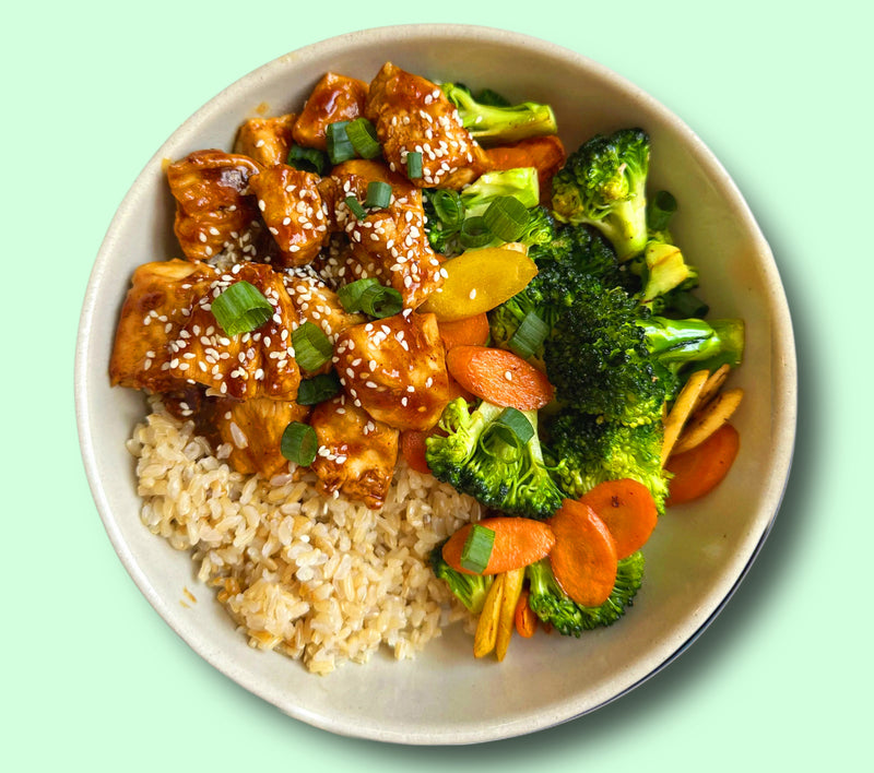 #88 Chicken Teriyaki with Brown Rice , Broccoli & Carrots