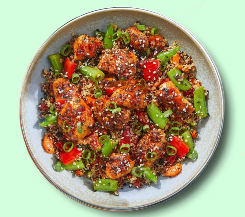 #77  BBQ Chicken with Quinoa, Green Beans and Peppers