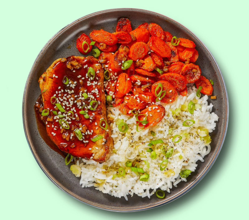 #06  Pork Chops with White Rice and Roasted Carrots