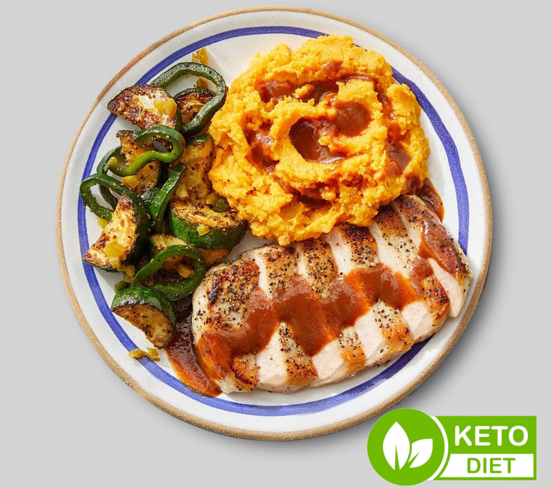 #37 Roast Pork with Carrot Puree, Zucchini and Peppers - Keto