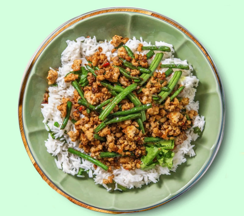 #56 Ground Turkey with White Rice and Green Beans